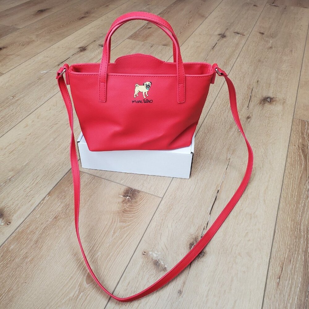 Marc Tetro Red Pug Dog Small Tote Crossbody Bag P… - image 2